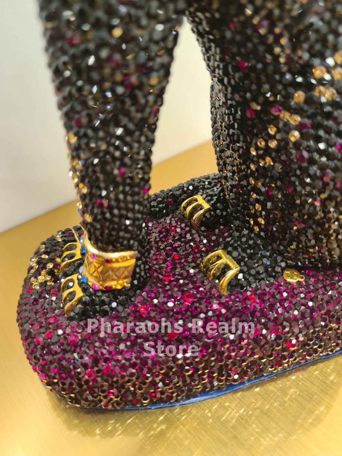 Asfour Crystal Bastet Cat Goddess Statue Figurine – 24k gold Plated