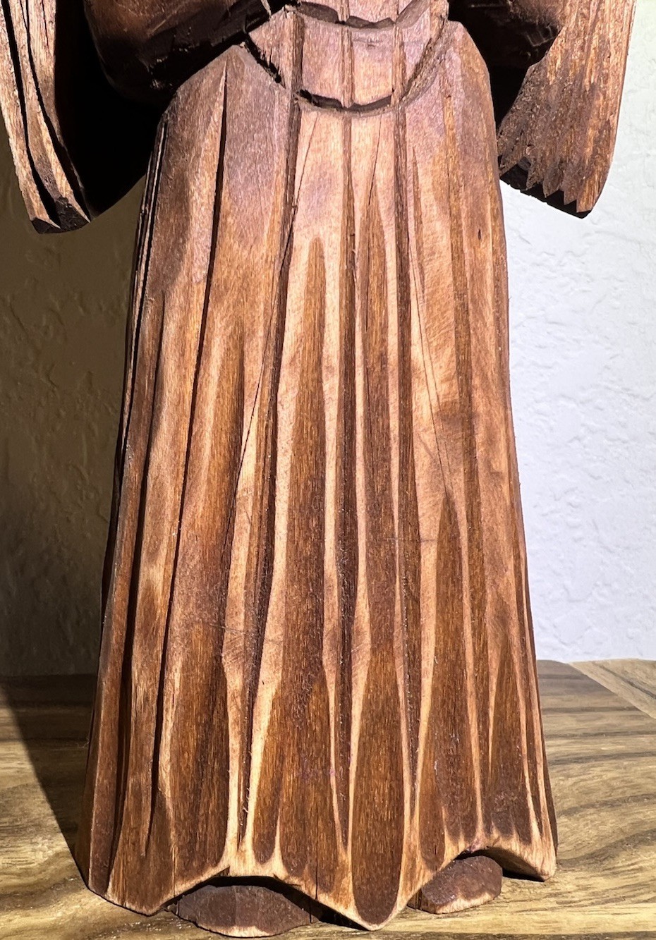 VTG Hand Carved Primitive Folk Art Flying Angel with Wings Wall Hanging 16.5″