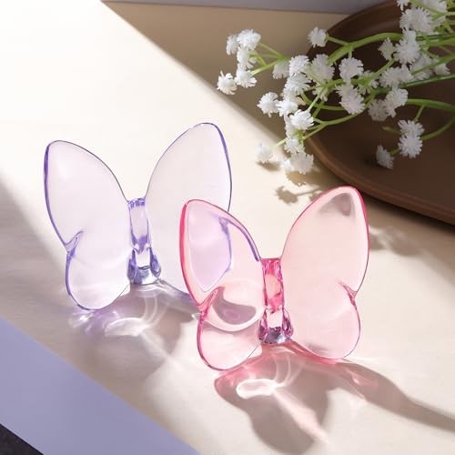 2pcs Crystal Butterfly Figurines – Glass Art Collectibles, Home Decor, Wedding G