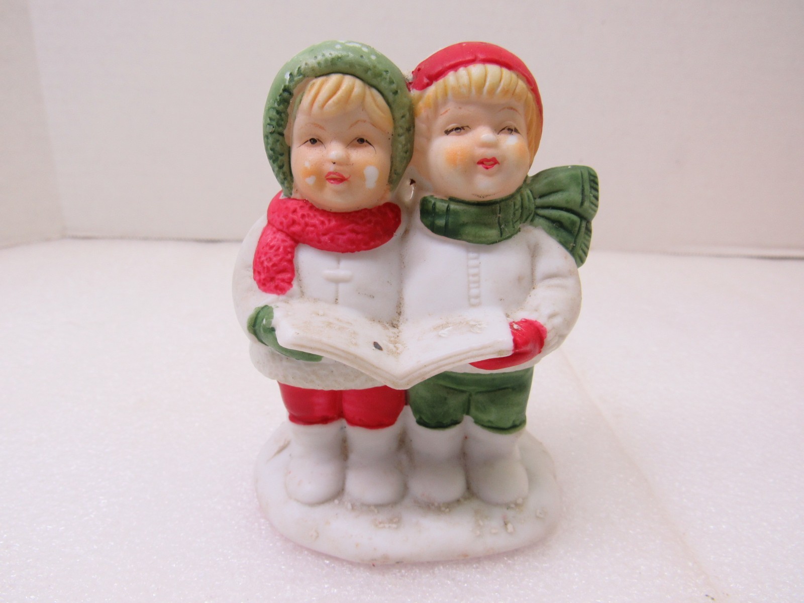 Ceramic Boy And Girl Caroling Taper Candle Holder 3.50″ Christmas Figurine VTG