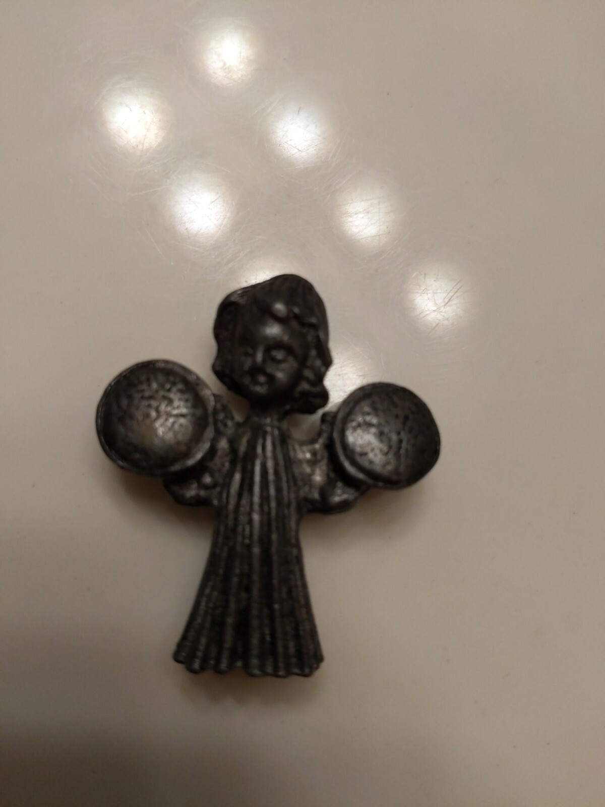 Set of 3 Small Pewter Angels Playing Instruments 1.5 in.
