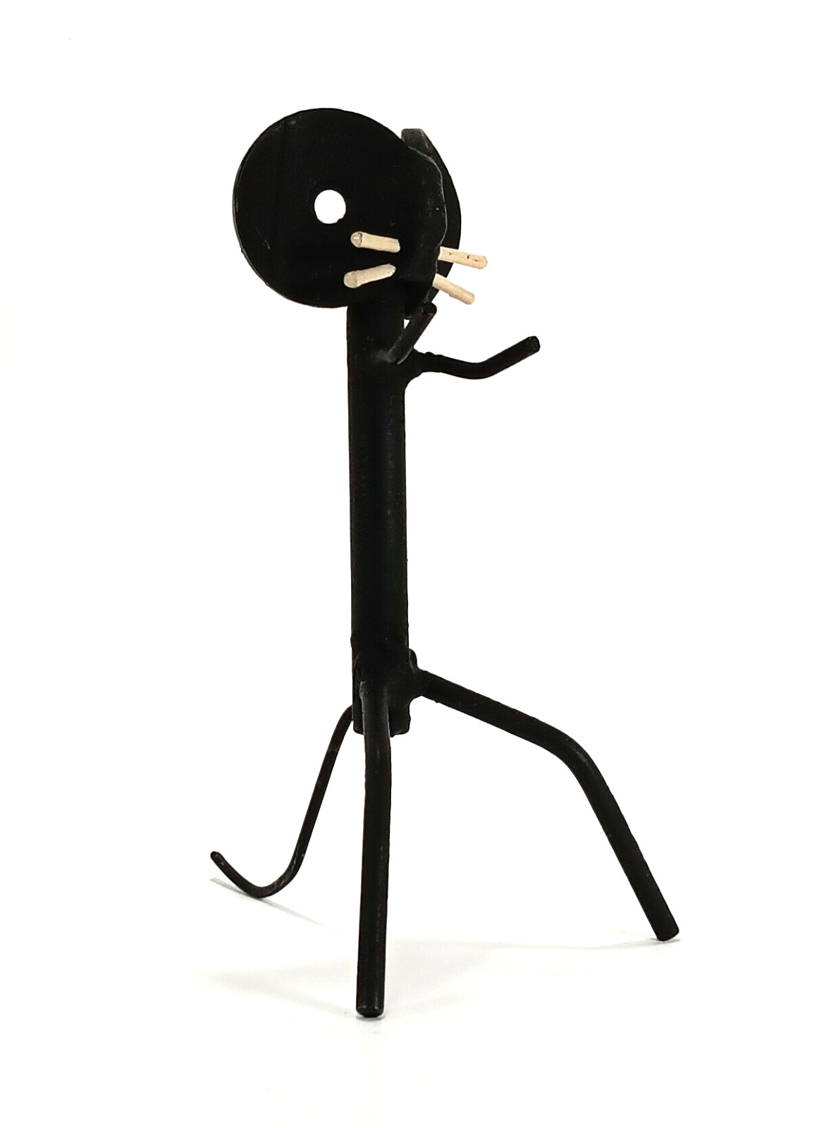 VTG Mouse Sculpture Handmade Mid Century Black Cast Metal Abstract Art Figure