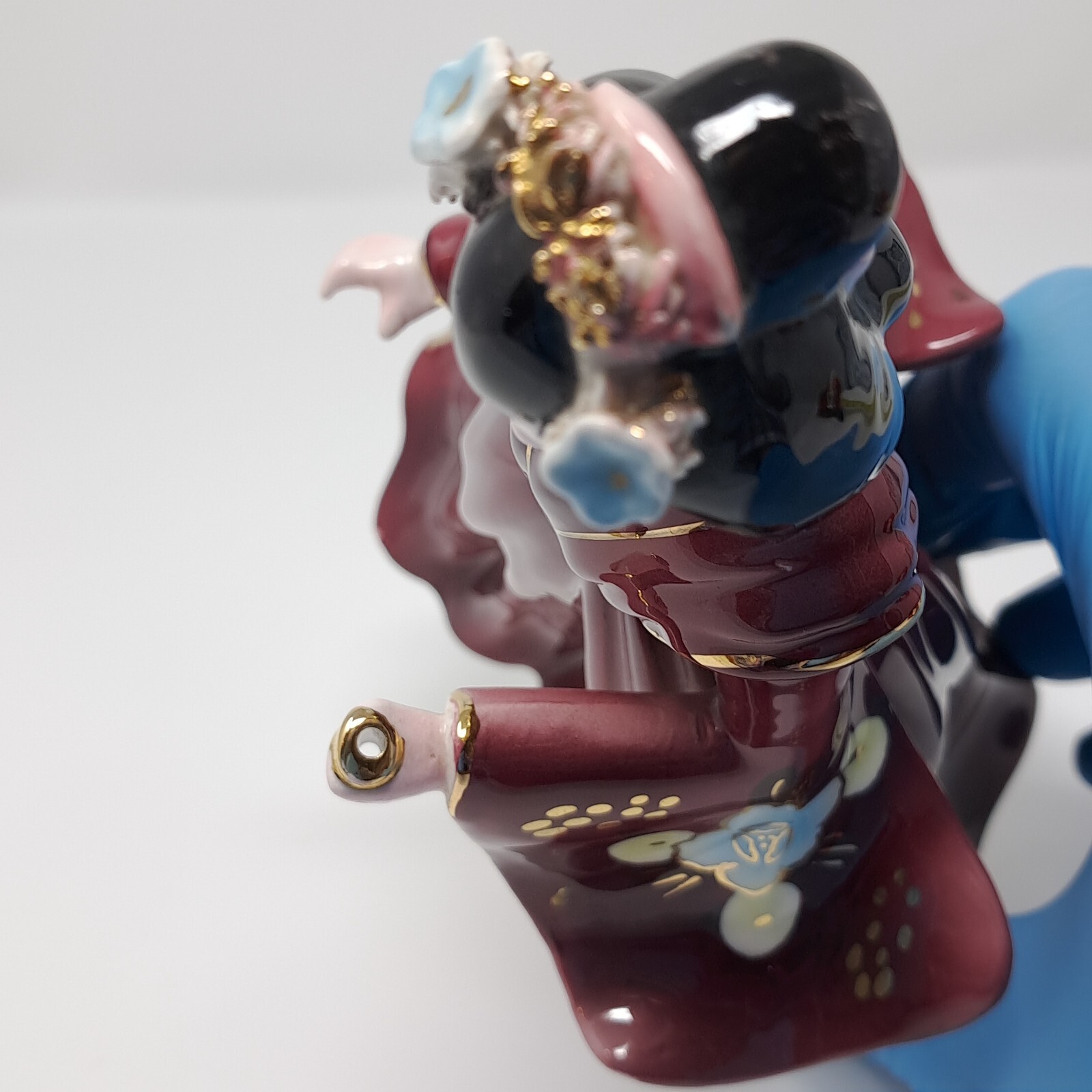 Napco Geisha Porcelain Figurine wine girl lady Japan vintage ceramic A2624 as-is