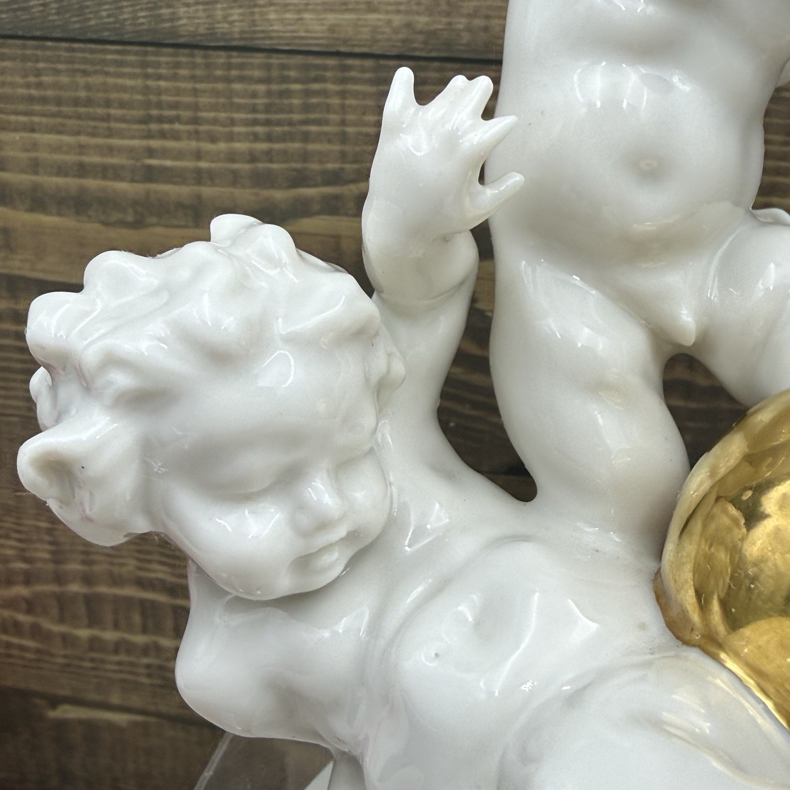 Karl Tutter Signed Children Cherubs on Gilt Sphere Hutschenreuther Selb MCM