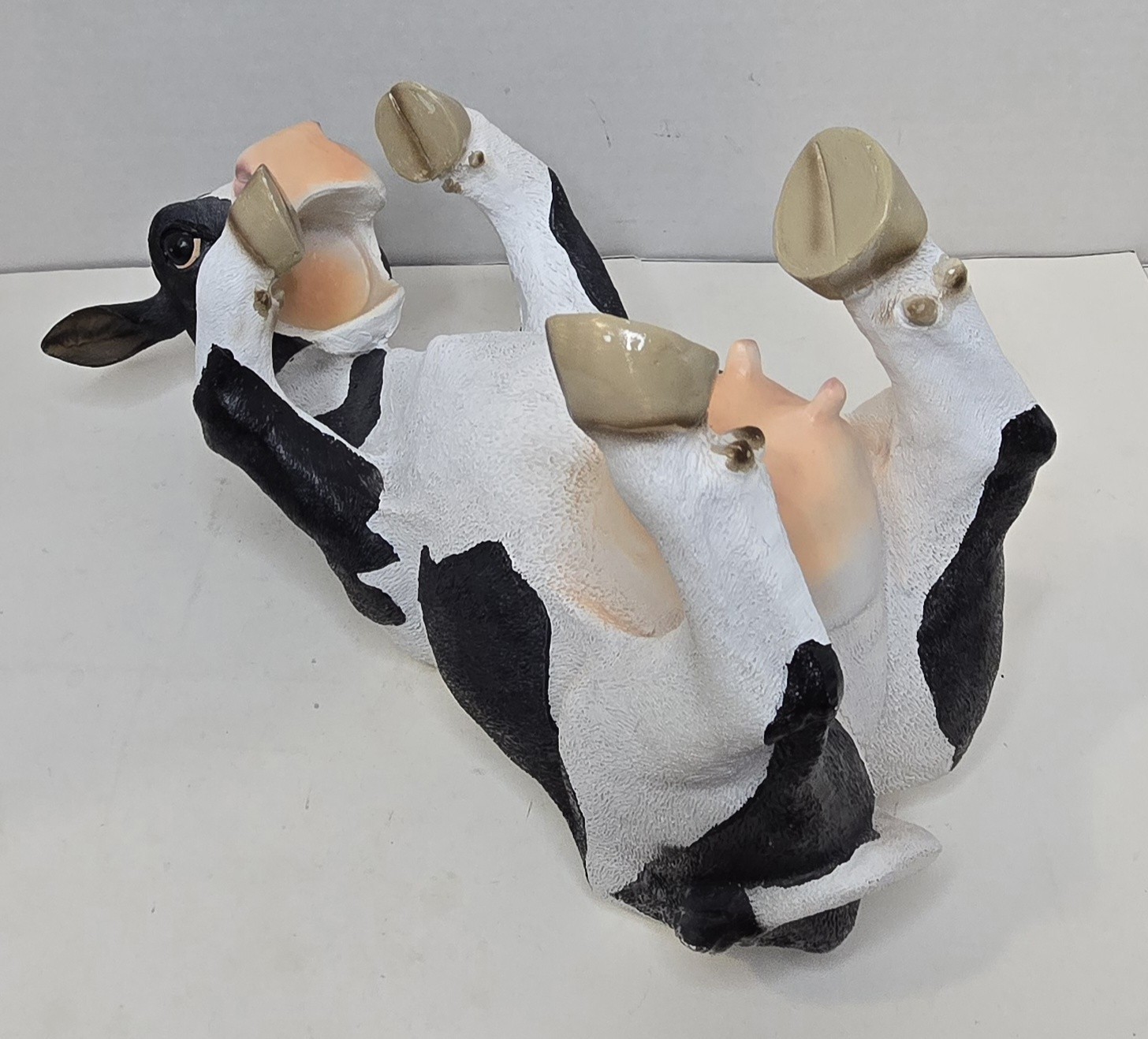 Cow Figurine DWK 2014 Spotted White Black Resin Single Wine Bottle Holder