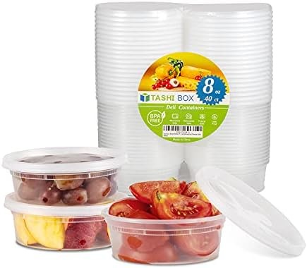 TashiBox [8oz-40 Sets Plastic Containers with Airtight Lids, Food Storage Contai