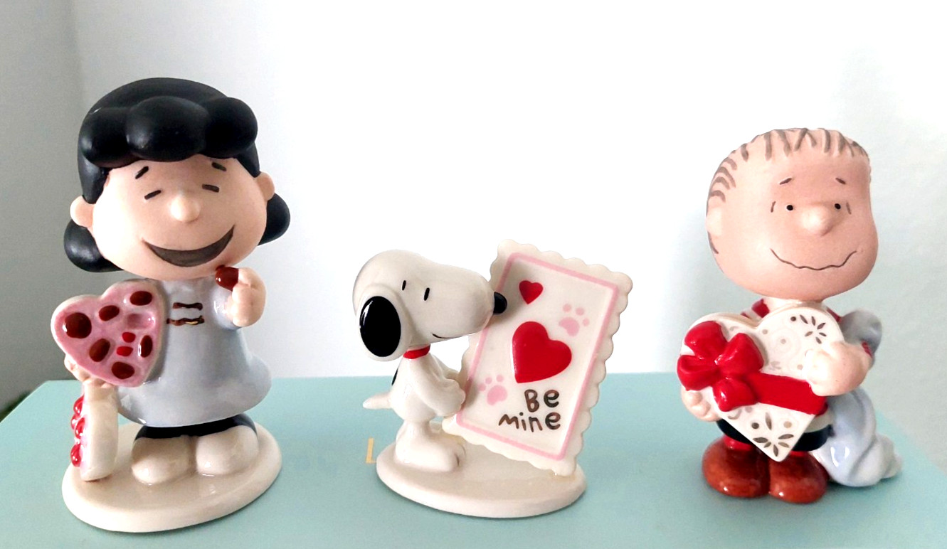 Lenox Peanuts Valentines Day 5 Pcs set Snoop, Charlie Brown, Linus & Sally New