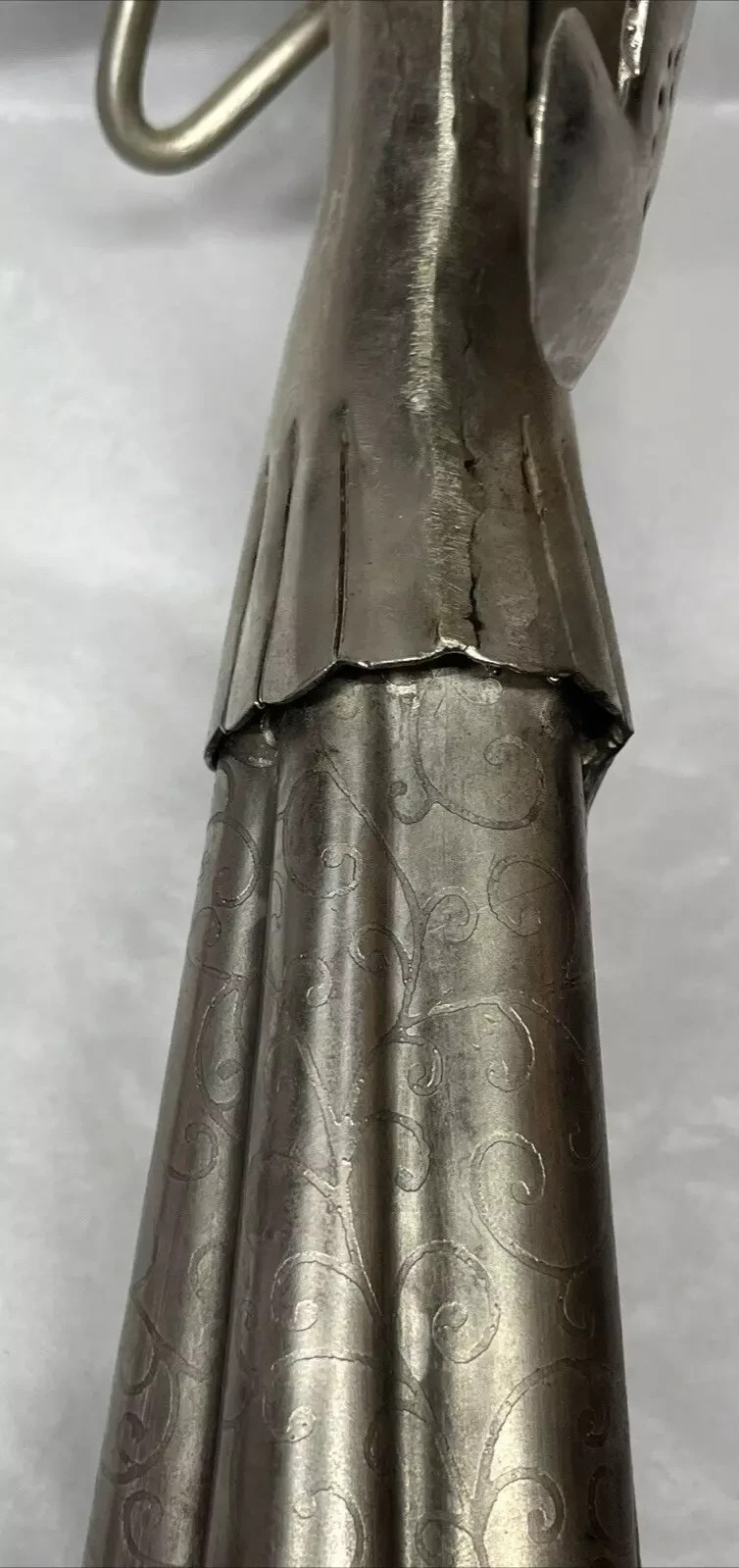 Metal Sculpture Folk Art Angel Playing Horn 17″ Tall Vintage