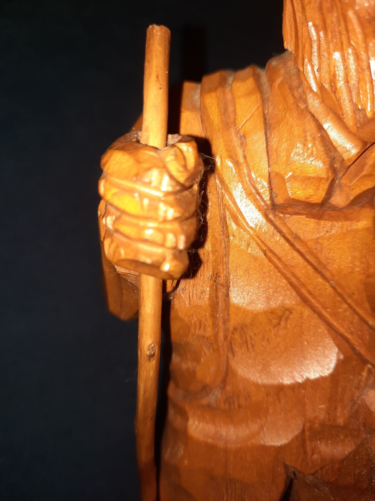 RARE Vtg Amede Godro Handcarved WOOD Fisherman Statue Quebec Artist Signed *Read