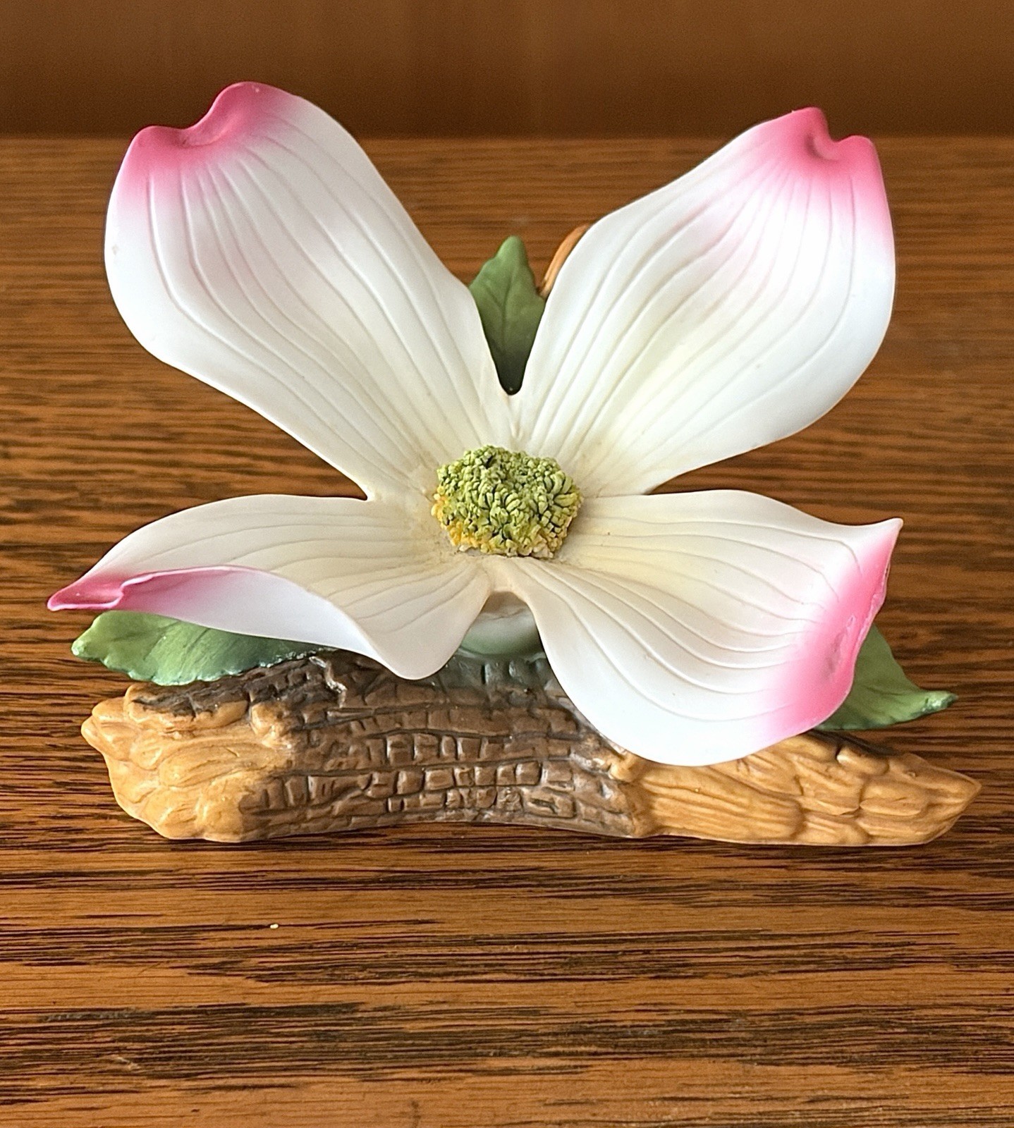 Vtg Porcelain Dogwood Blossom & Branch Hand-Painted Figurine Andrea by Sadek A++