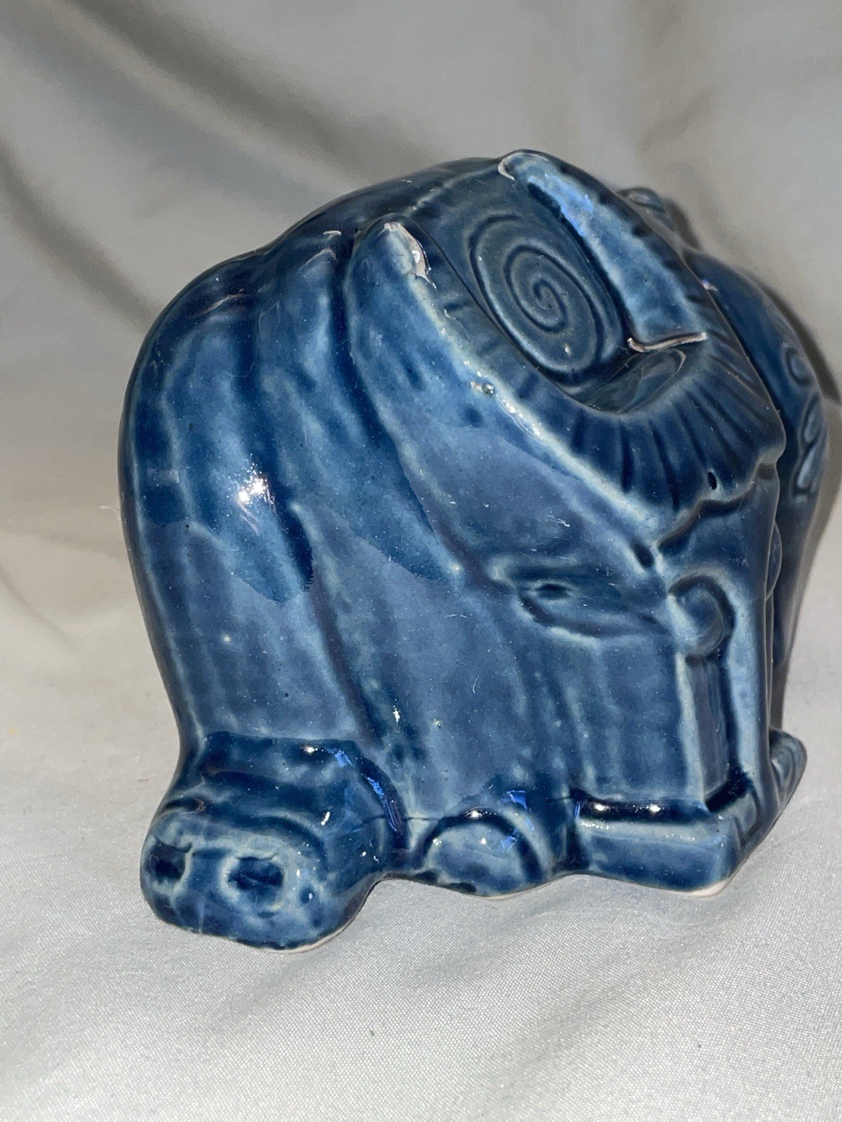 Adorable Vintage 1960’s Flower Power Blue Ram Figurine 4″ H X 5.5″ L X 3.5″ W