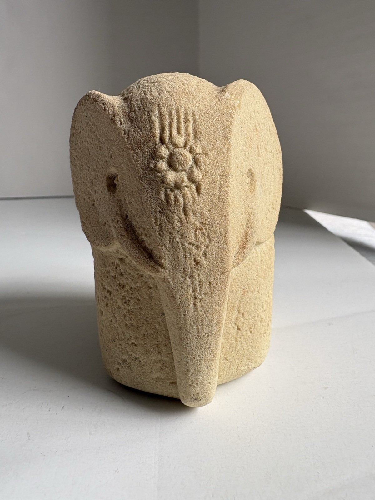 Vintage MarBell Belgium Stone Art Deco Elephant Carved Sculpture Statue Figurine