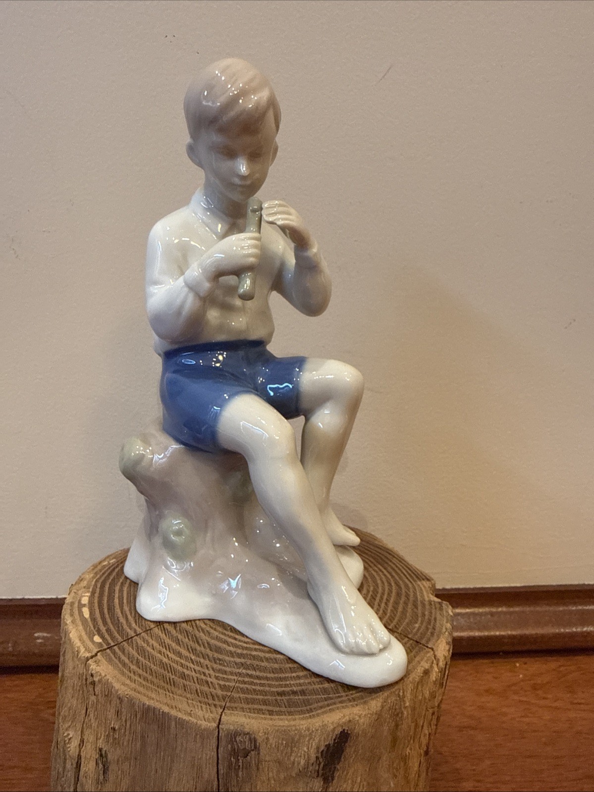 Vtg Hand Painted 1859 Carl Schneider Erben Pottery Flute Player Boy Figurine