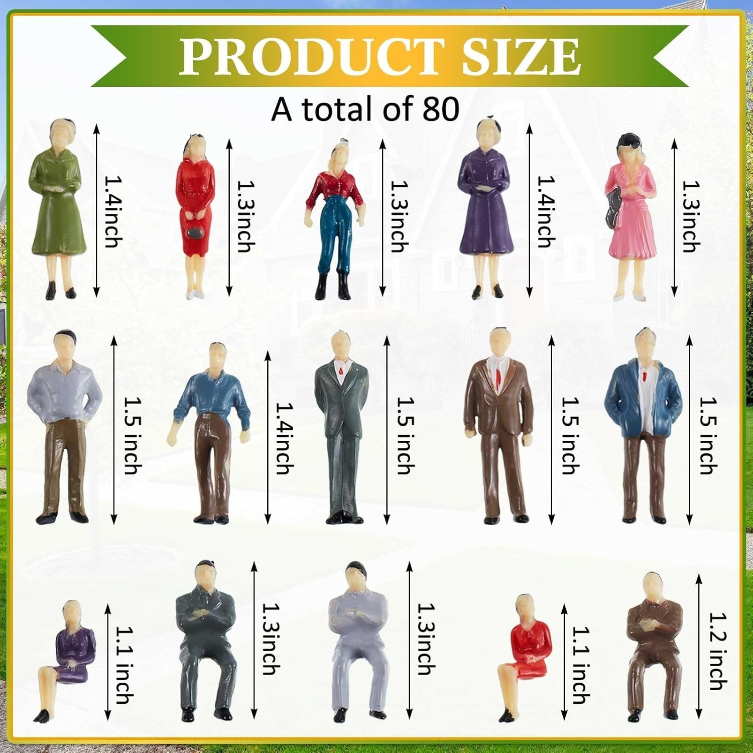 80 Pcs Mini People Figurines 1:50 Scale Model Trains