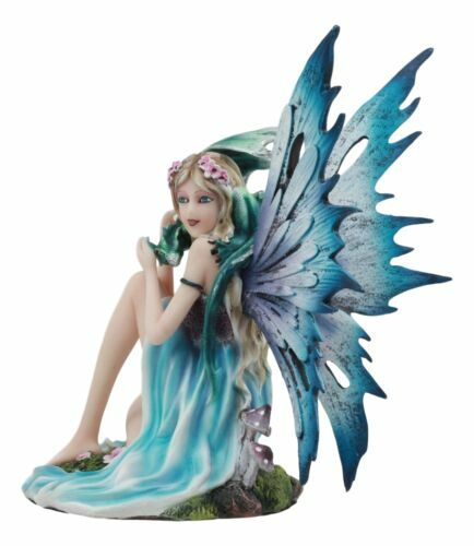 Ebros Water Elemental Fairy W/ Green Dragon Statue 7″H Whimsical Khaleesi Fairy