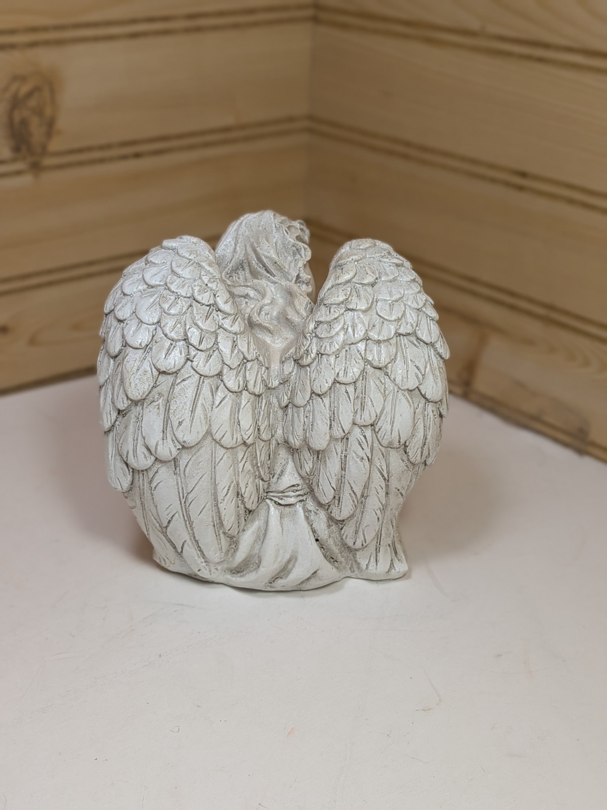 Composite Angel Figurine 5×5×5 Distressed White