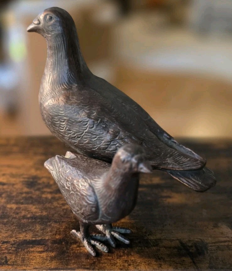 Pair (2) Andrea By Sadek Ceramic Textured Brown Bronze Finish Dove Birds – China