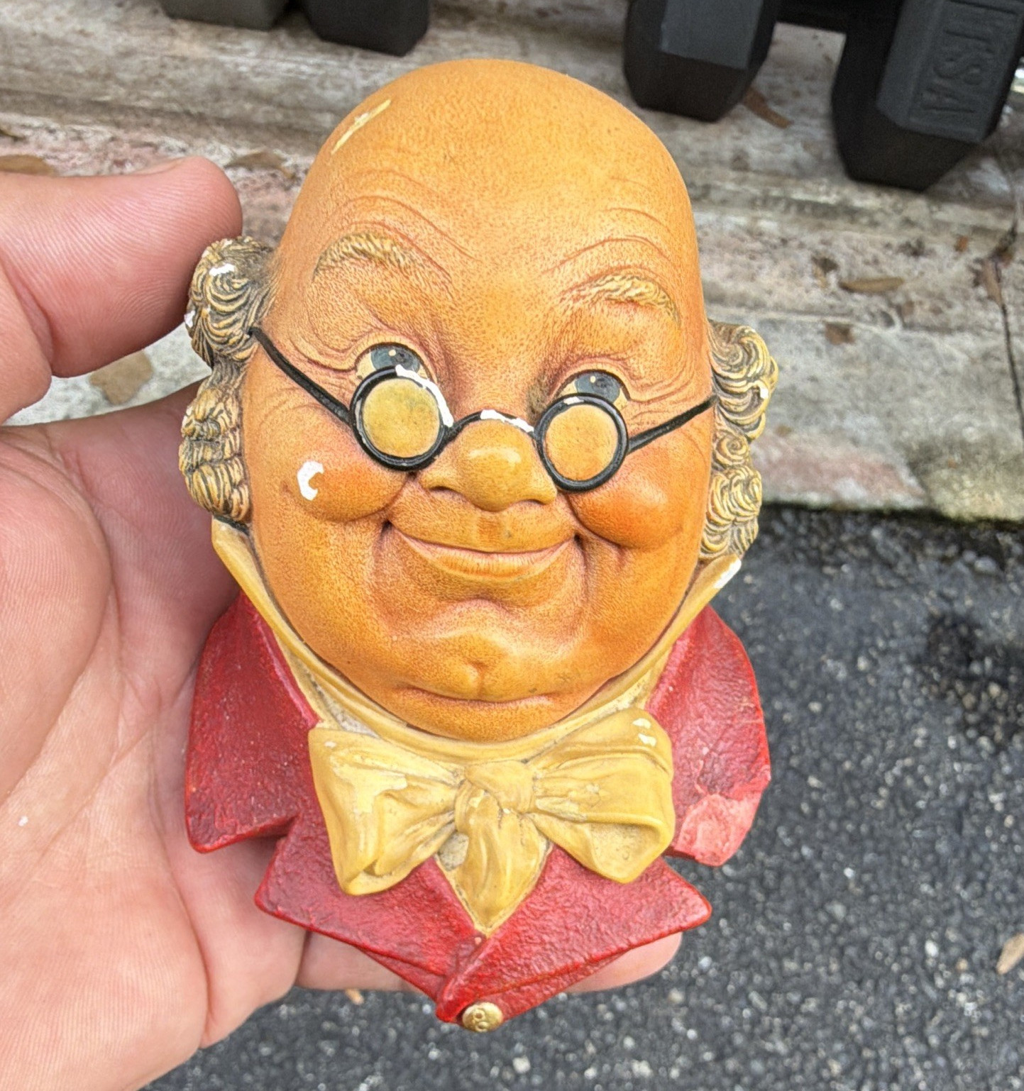 Bossons Mr. Pickwick Wall Plaque Plaster Hand Painted Signed M. P. Garwick 1960s