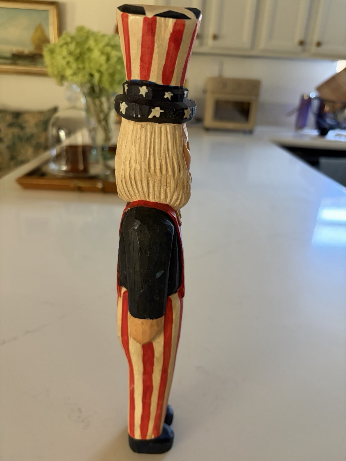 James Haddon Uncle Sam Figurine Patriotic Folk Art Signed Wood Hand Carved 12″