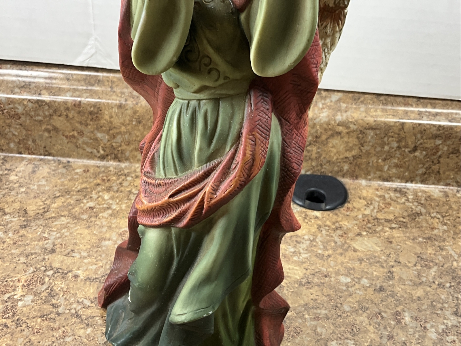 O’Well Hand Painted Fine Porcelain Tambourine Angel Figurine 11.50″H x 4.50″W