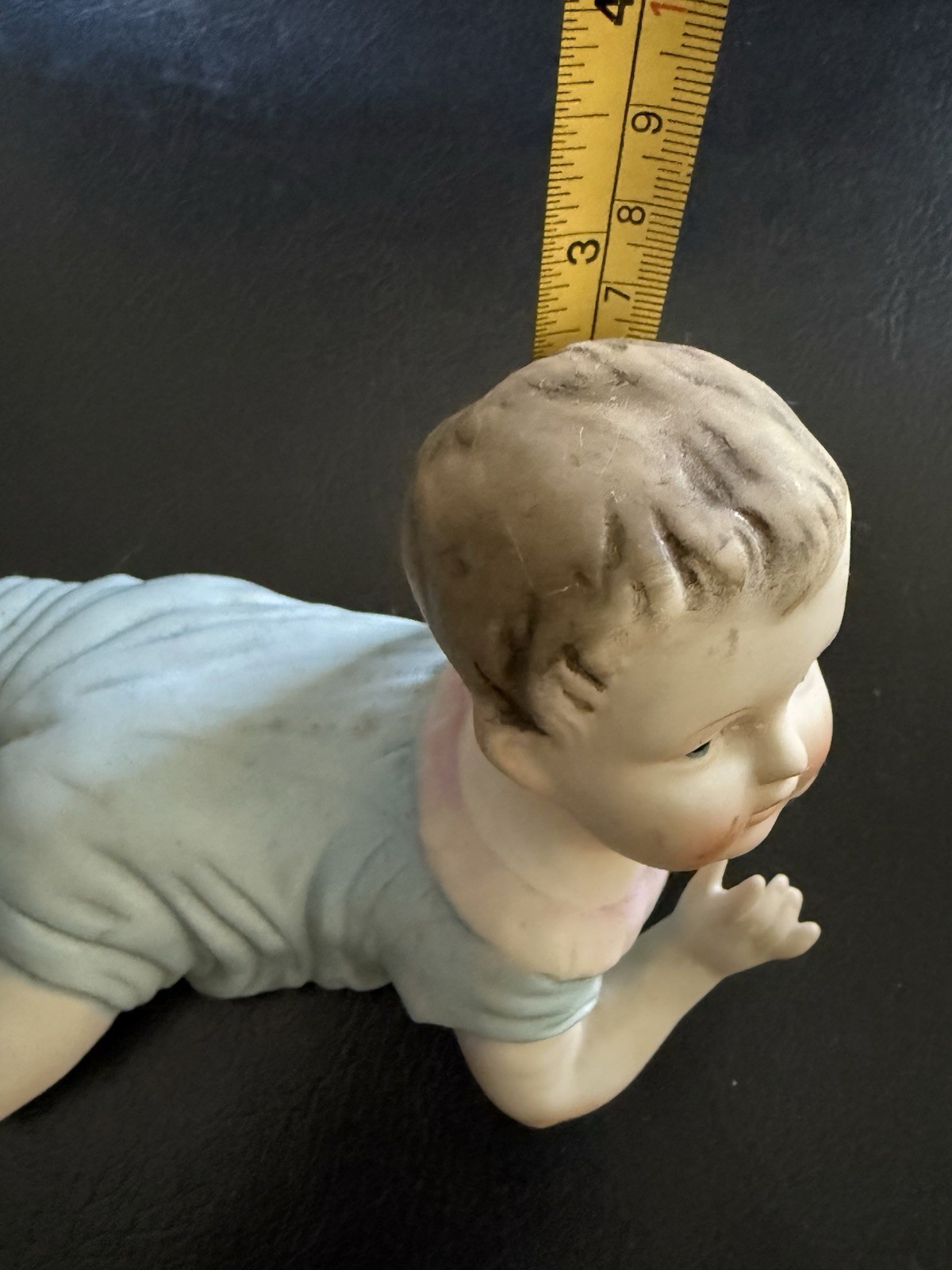 VTG Bisque Piano Baby Figurine Lying Down Prone Pose Hand Painted Made In Japan