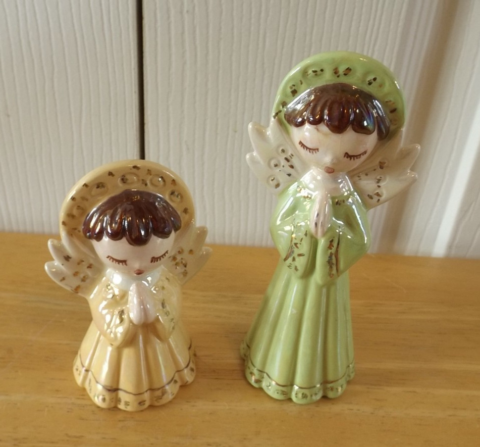 70’s Vintage Ceramic Mold Modern Praying Angels Lot of 2