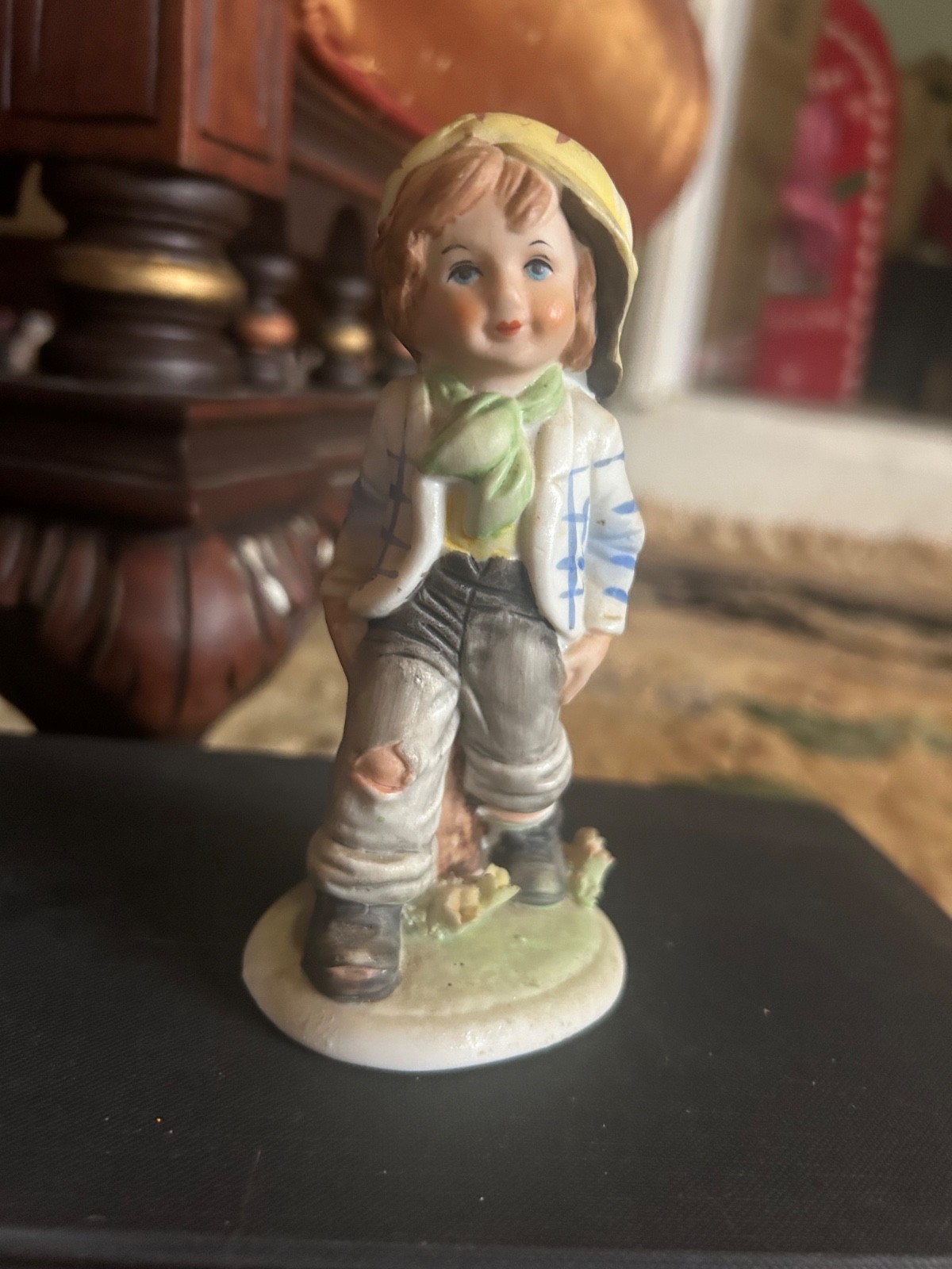 Rare Vintage Porcelain Figurine – Hand-Painted Boy Statue – Collectible Antique
