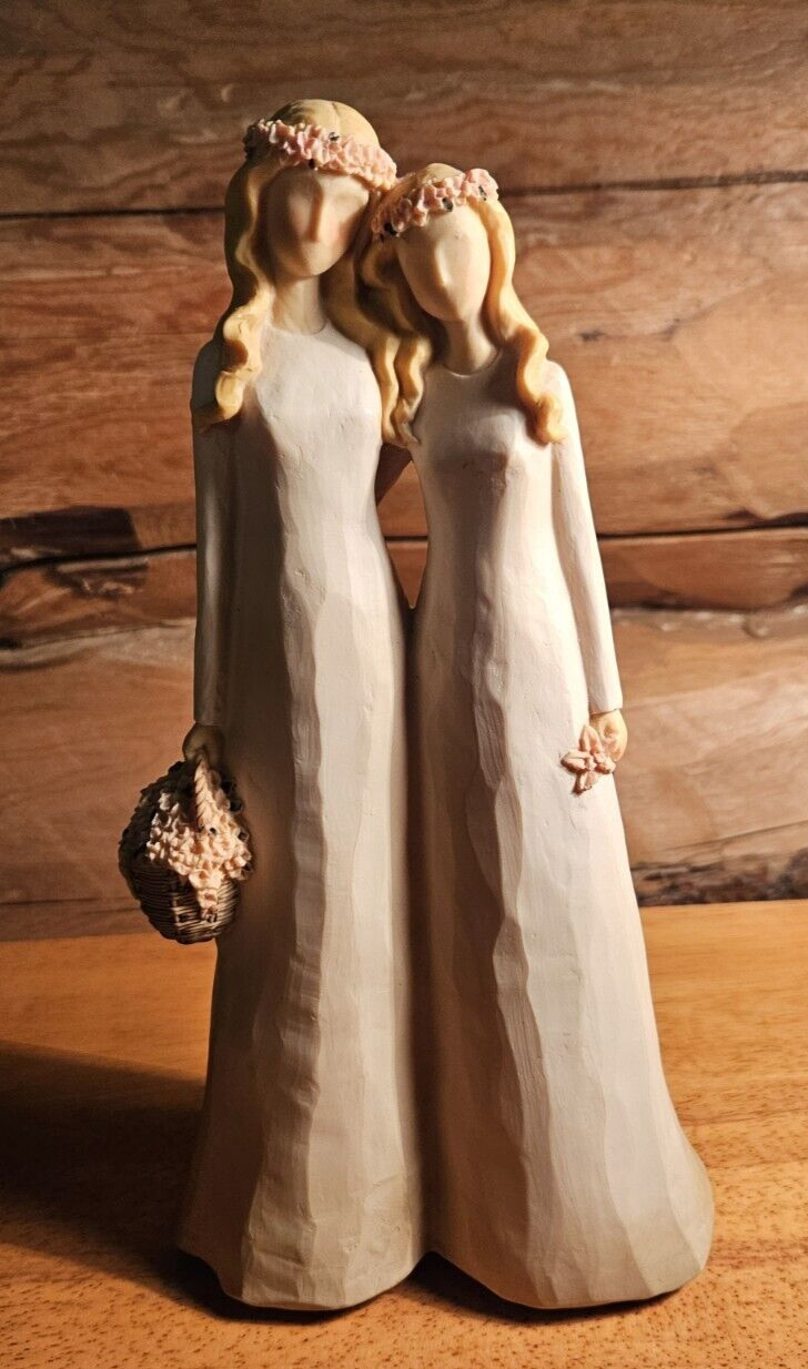 “AT HOME” America Poly Stone Figurine of Two Women-Sisters?
