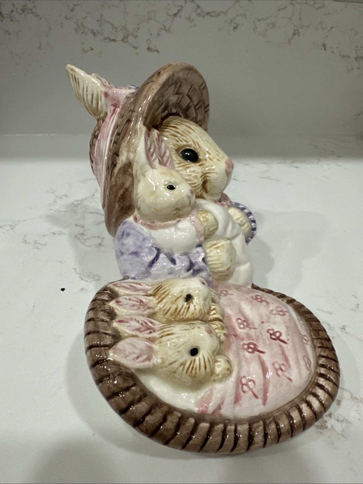 Momma Bunny And Babies Figurine Spring Easter