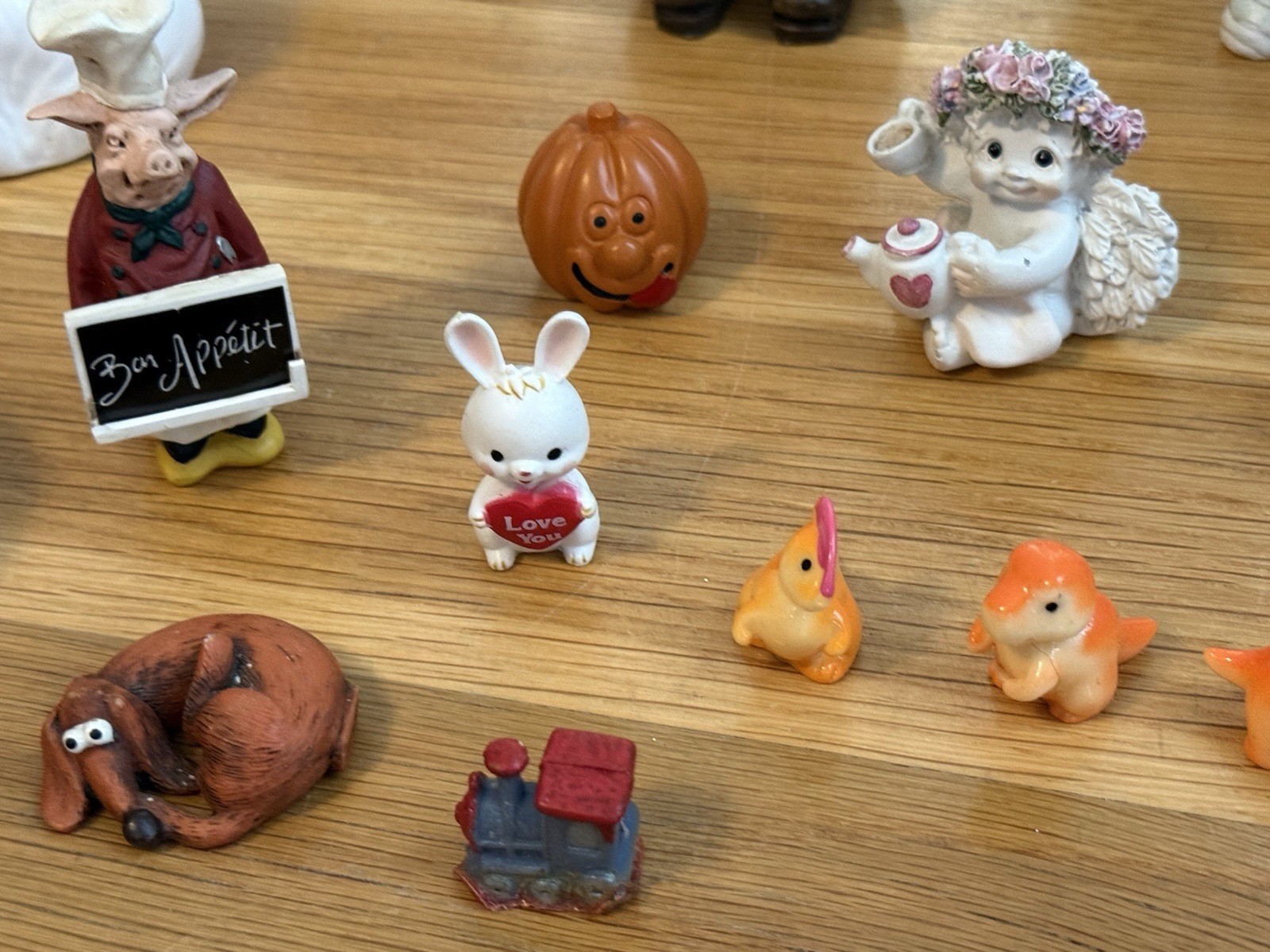 MINIATURE FIGURINES LOT Mini Figurine Lot Animals Fox Rabbit Ladybug Train Mixed