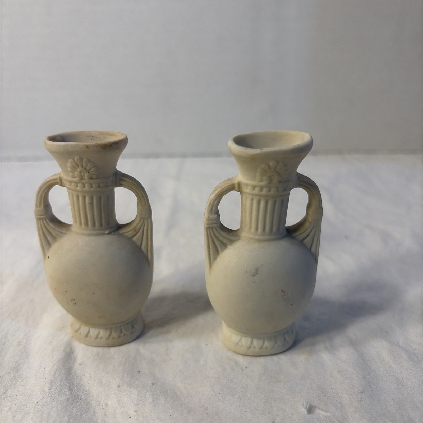 Vintage Japan Set Of Miniature Vases Women With Birds Porcelain