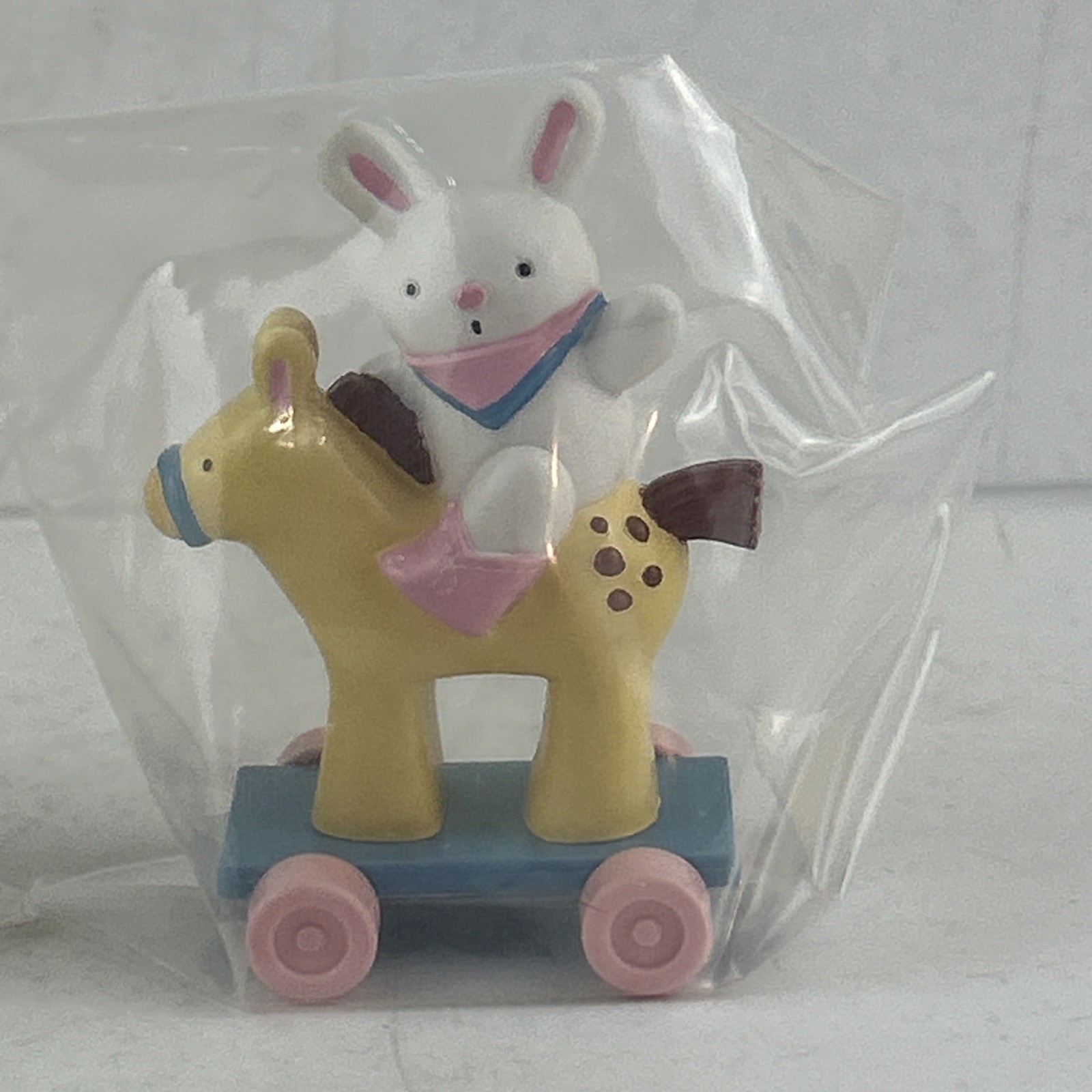 Hallmark Heartline Merry Miniatures 1989 Bunny Cart Rabbit Horse Easter Lot Of 2