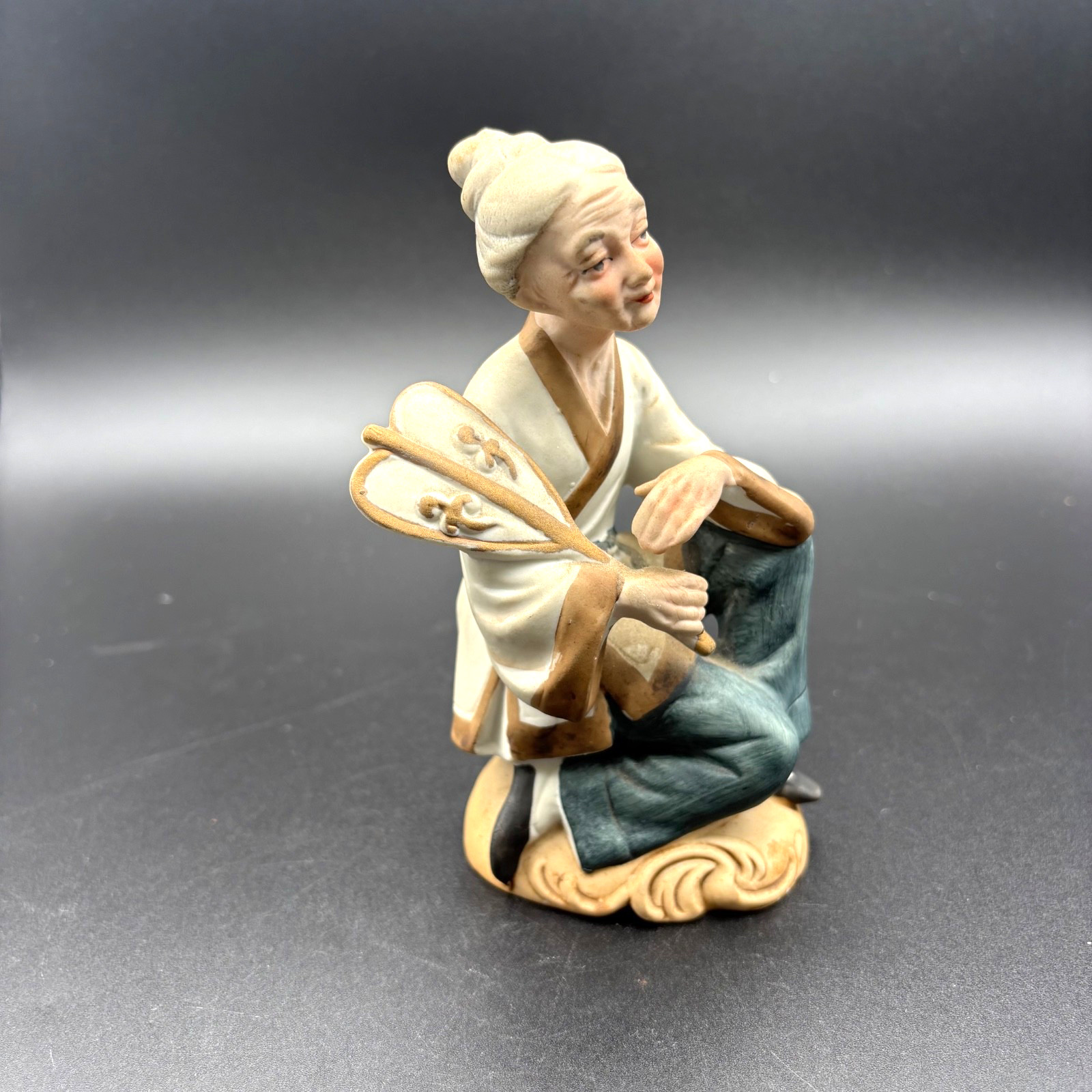 Vintage Japanese Asian Woman Holding a Fan Porcelain 6″ Figurine
