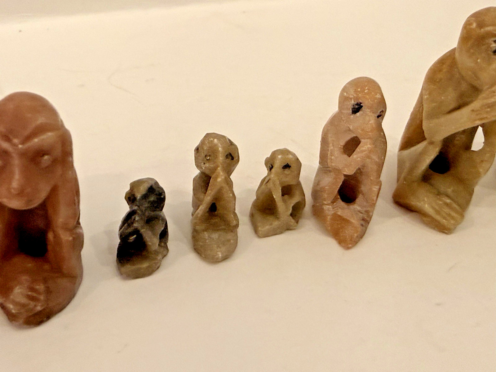 Vintage Monkey Stone Antique Figurines & Statues Miniature 8 Pc Lot Collectibles