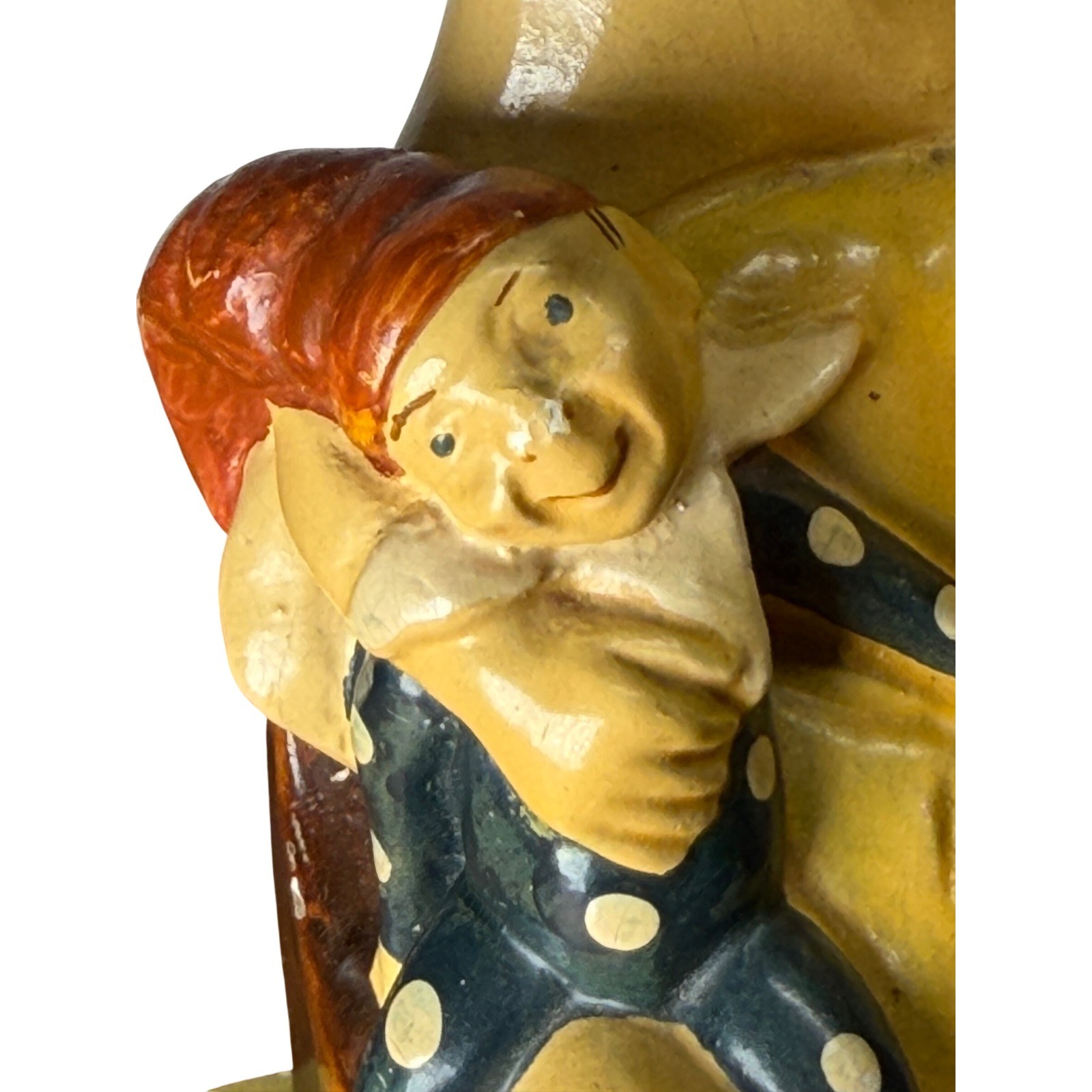 Vintage 1942 B Hummel Herbert Dubler Chalkware Boy Sleeping with Clown Figurine