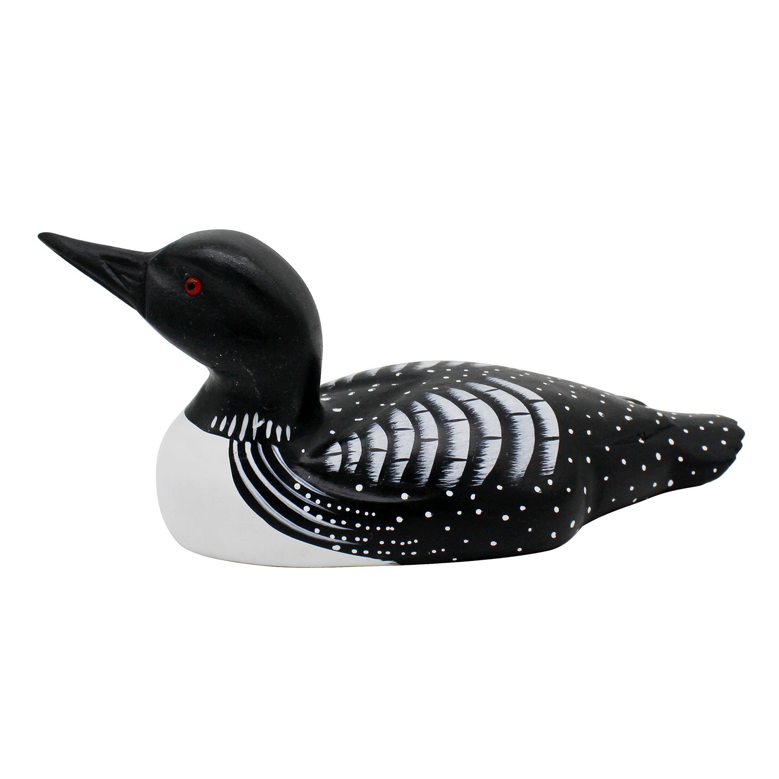 Hand Engraved Painted Wood Loon Figurine Farmhouse Primitive Decor 10.25 Inch