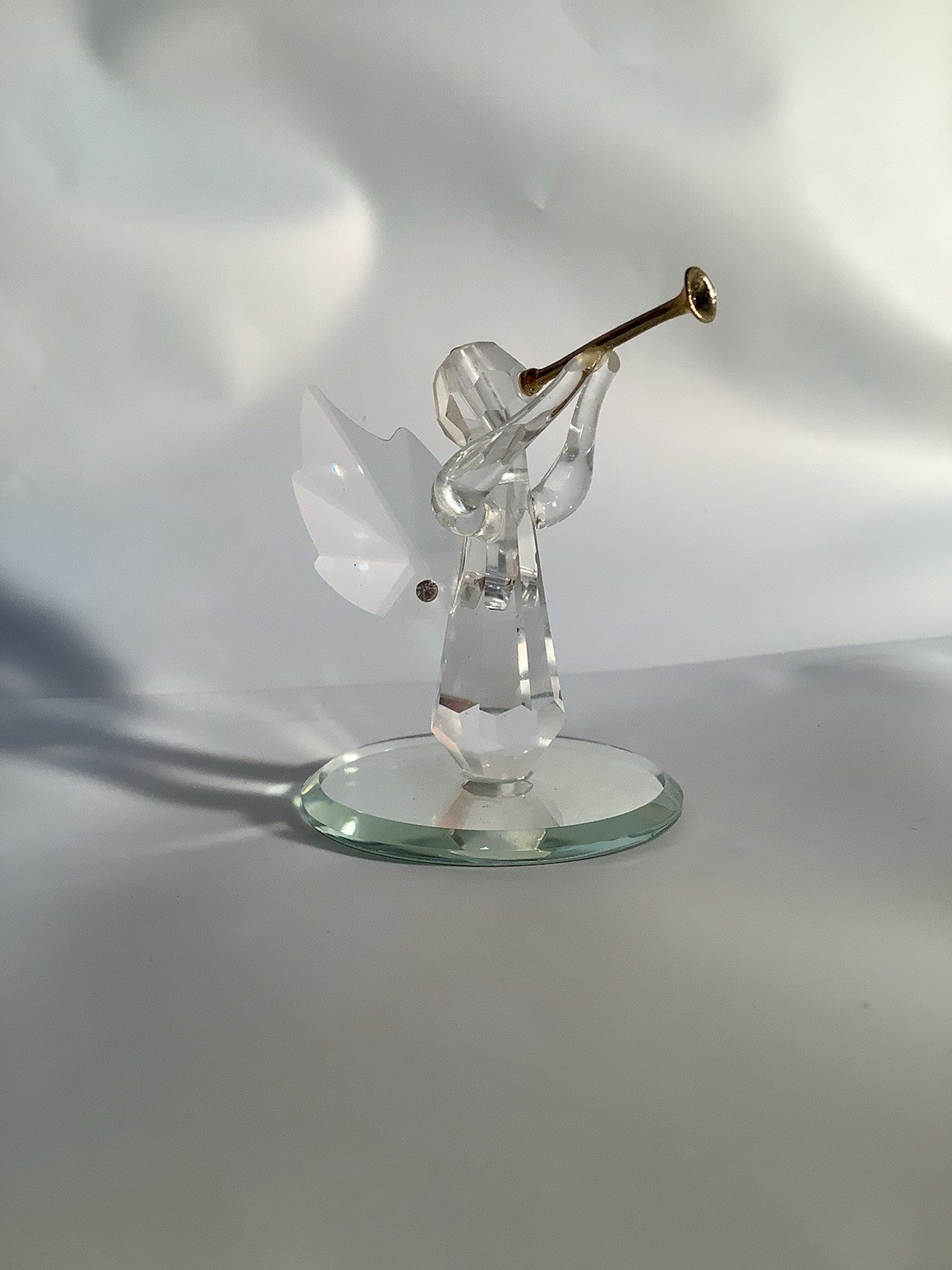 Handcrafted Crystal Angel Blowing Trumpet Made with Swarovski Crystal