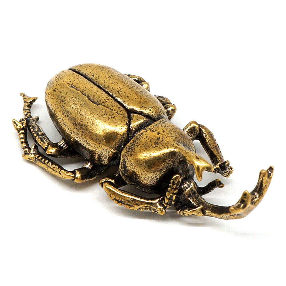 3Pcs Solid Brass Insect Figurine Beetle Statue Home Animal Decor Ornaments