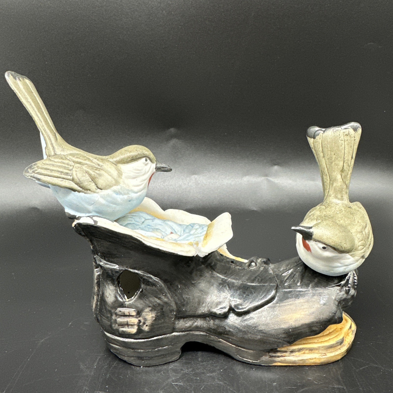 Two Birds On A Boot Figurine