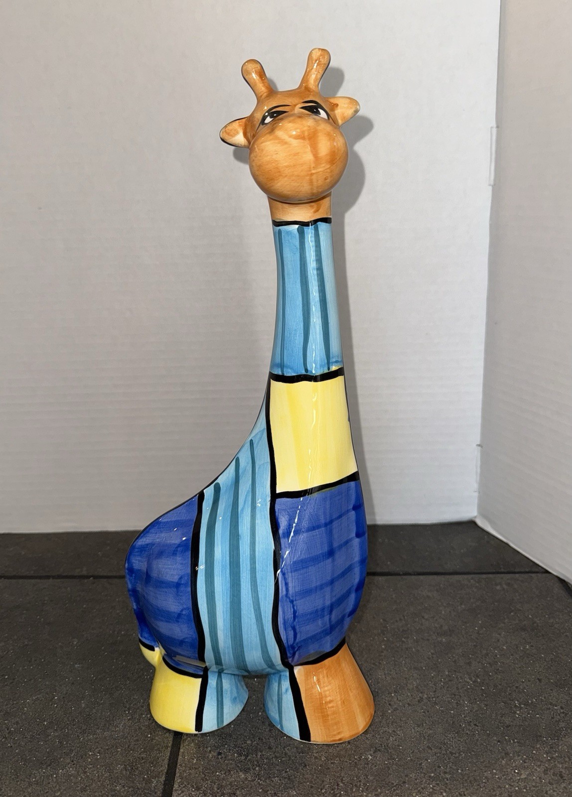 Y2K Ceramic Brightly Colored Giraffe Figurine 16″