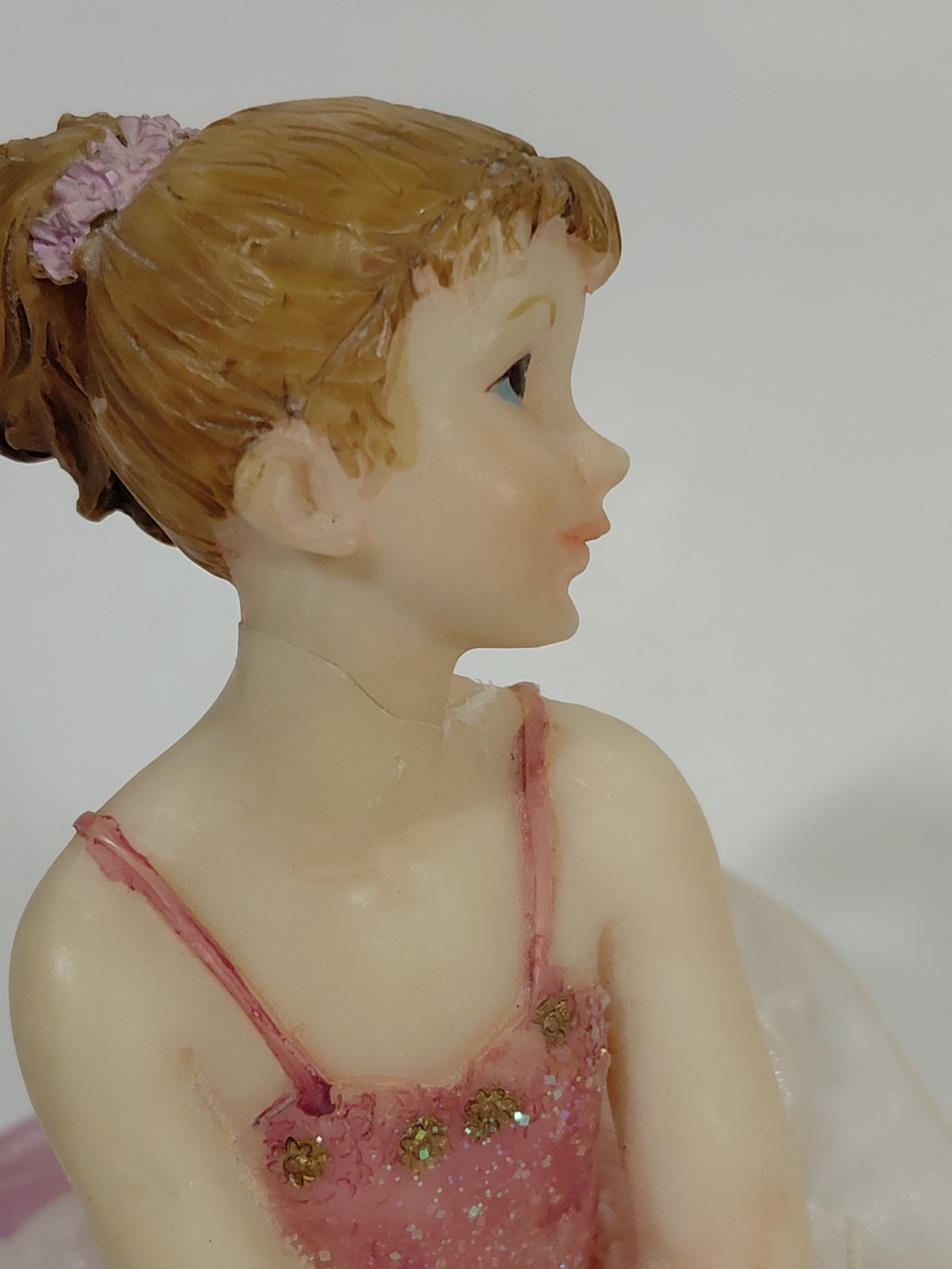 Lot-3 Poly Resin Seated Ballerina Dancer Girls w Beautiful Tutu- 4” X 3.5 *Read*