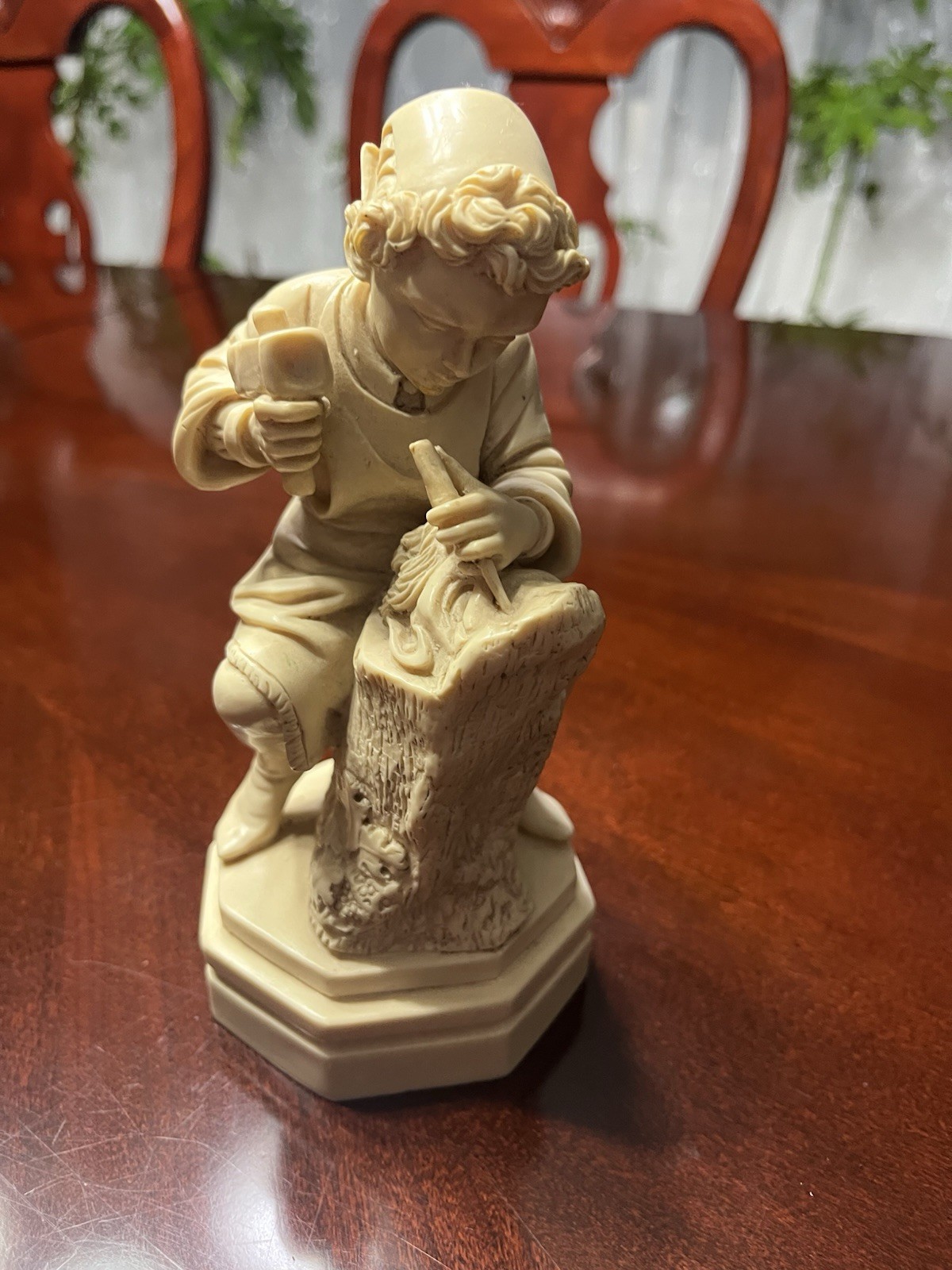 G. Ruggeri Man Carving Wood Resin Figurine Beige Matte 8 in 1 lb Adults Any Room