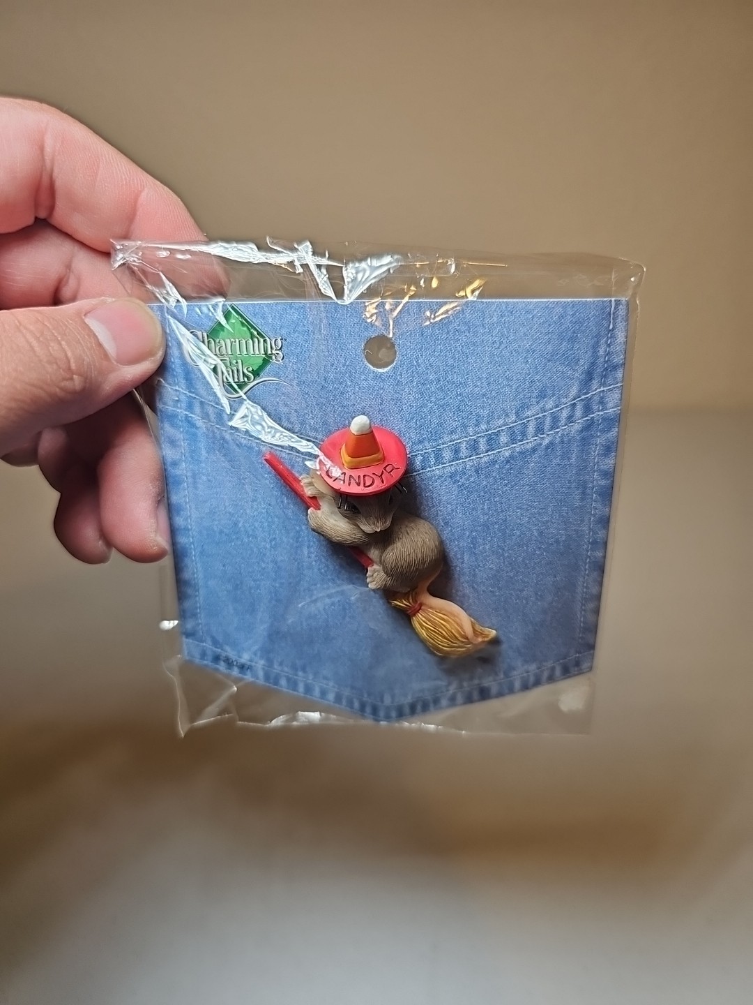 Charming Tails Lapel Pin 80/123 Witch Riding Broom Halloween