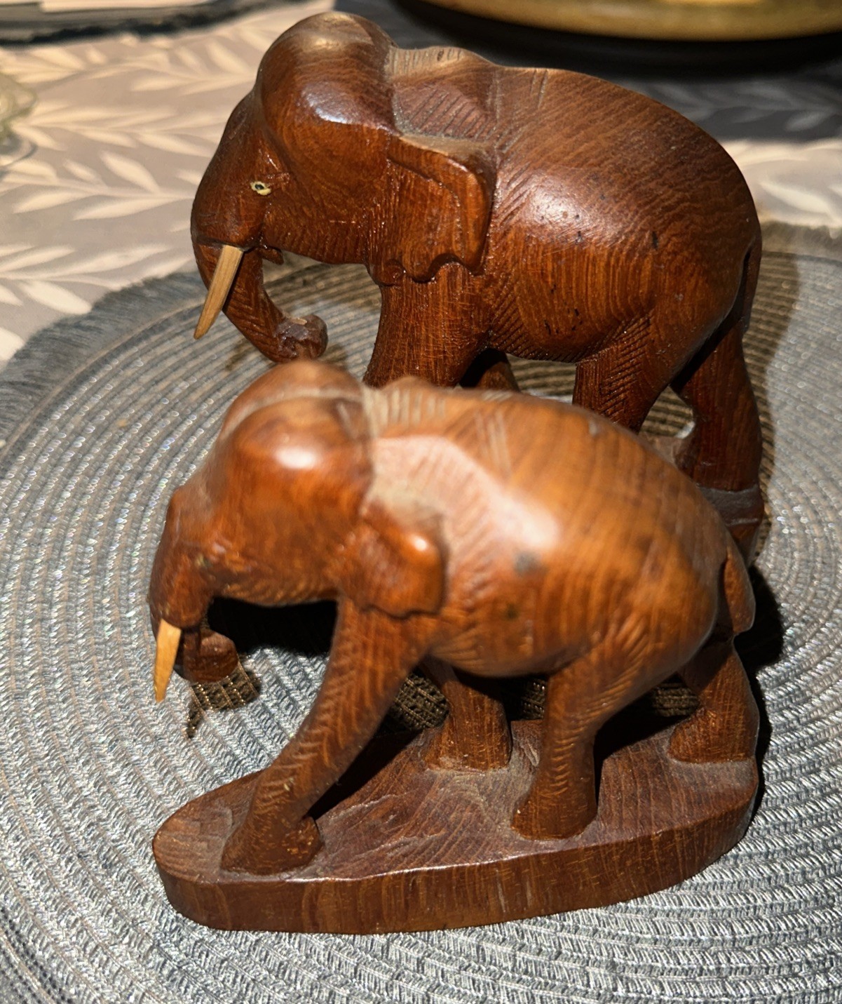 Pair of Wooden Elephant Statues 5.50 4.50 Approx