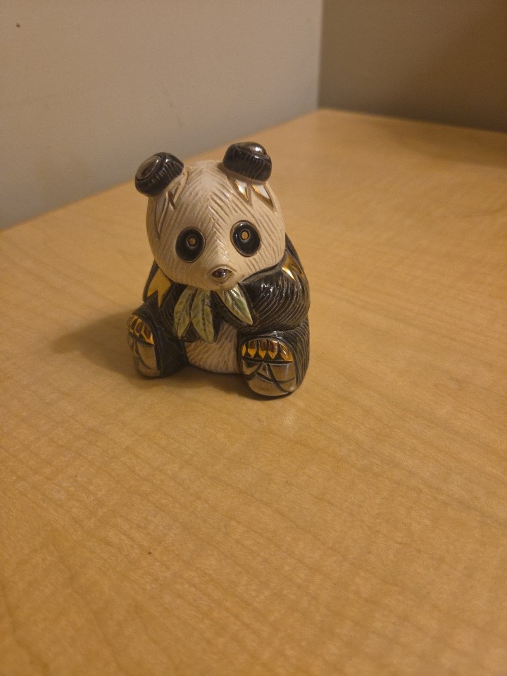 De Rosa Rinconada Panda Bear Figurine Set Mama & Baby Uruguay Gold Platinum Vtg