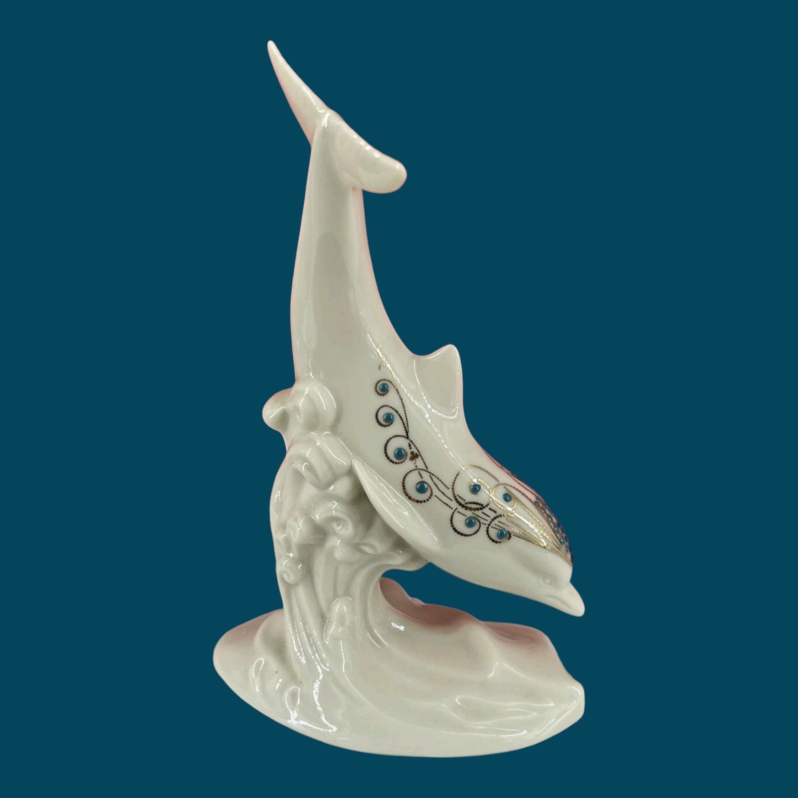 LENOX Diving DOLPHIN 7” Tall Ivory China Jewels Collection FIGURINE