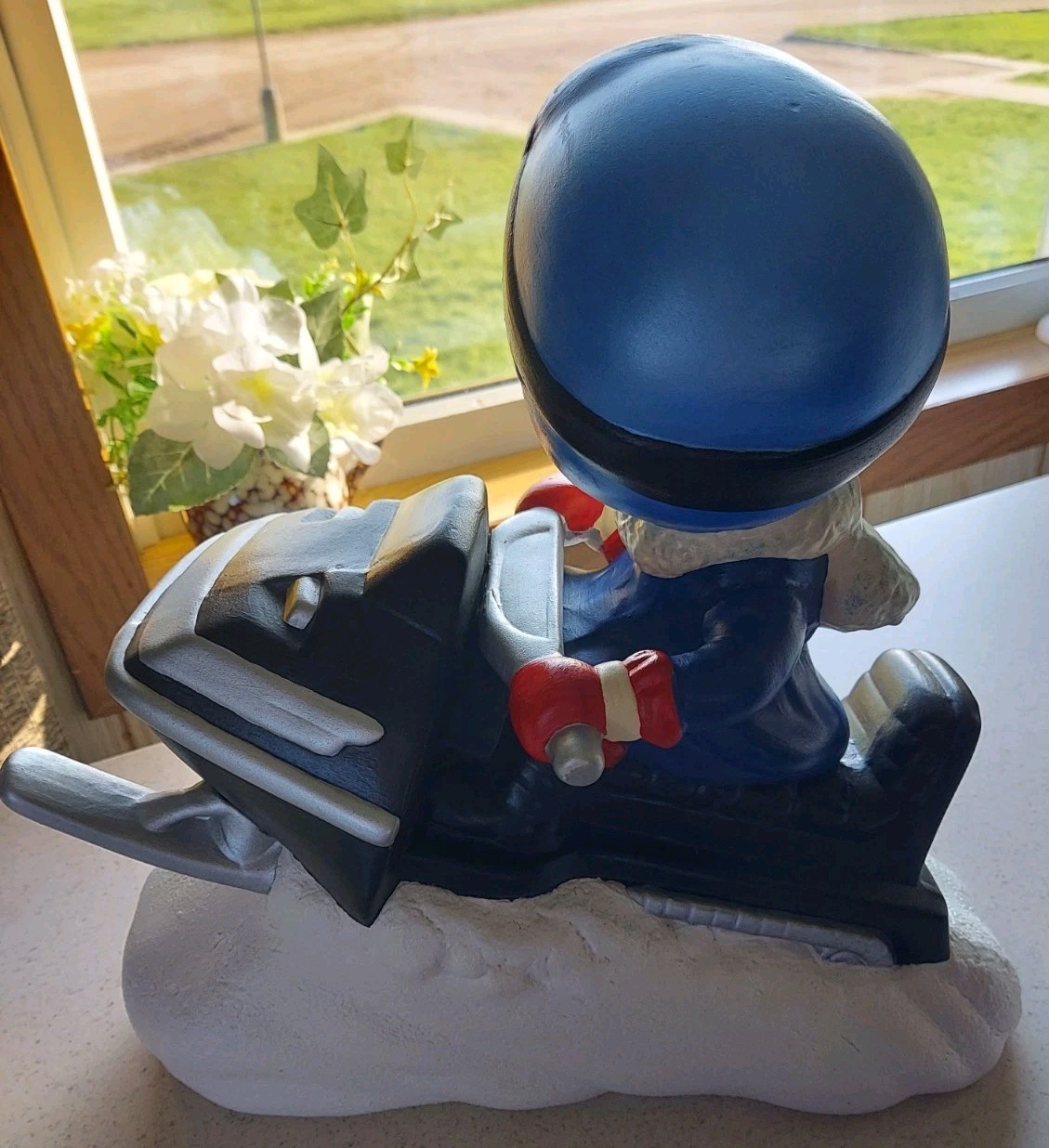 VINTAGE 1970’s SMILEY BOY Yamaha Black Snowmobile Ceramic Figure Atlantic Mold