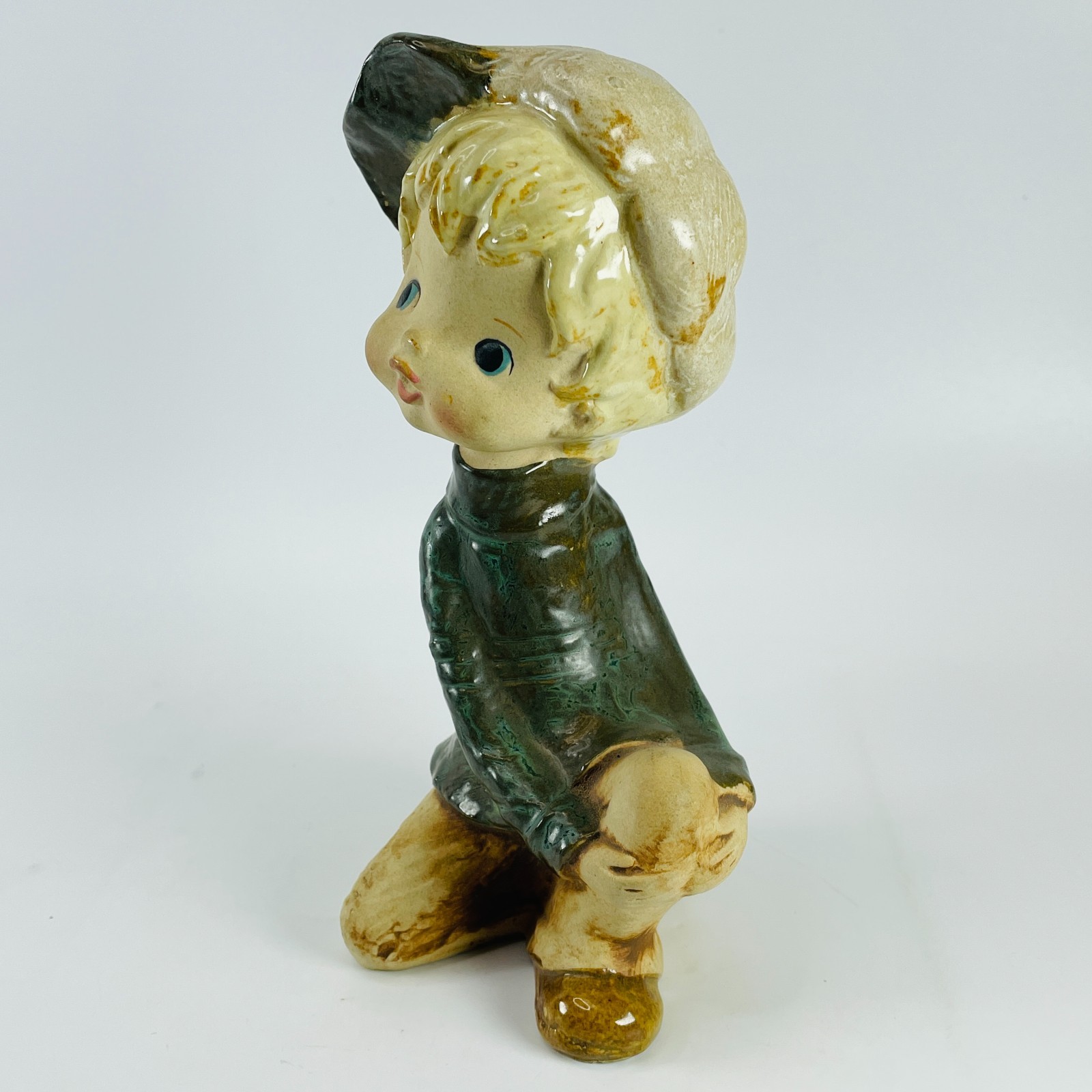 Vintage Lefton Boy with Baseball Cap Hat Porcelain Figurine 7 inch #7987