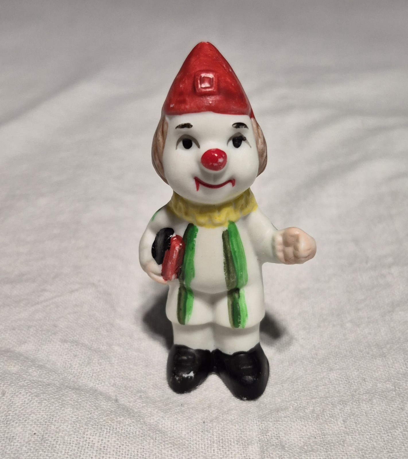 Lot Of 10 Vtg. Miniature Porcelain Bisque Clown Figurines Napcoware 1980s 2.5″