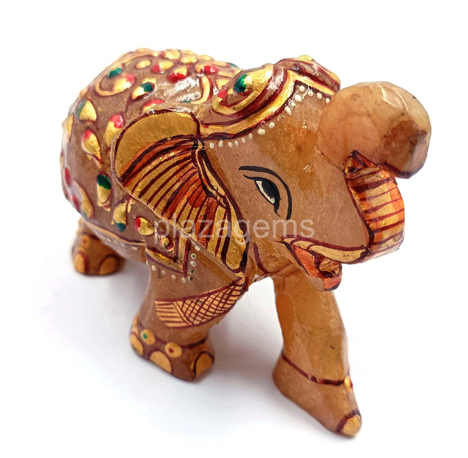 Green Jade Handcrafted Elephant – Gemstone Decorative Sculpture (Set of 10)